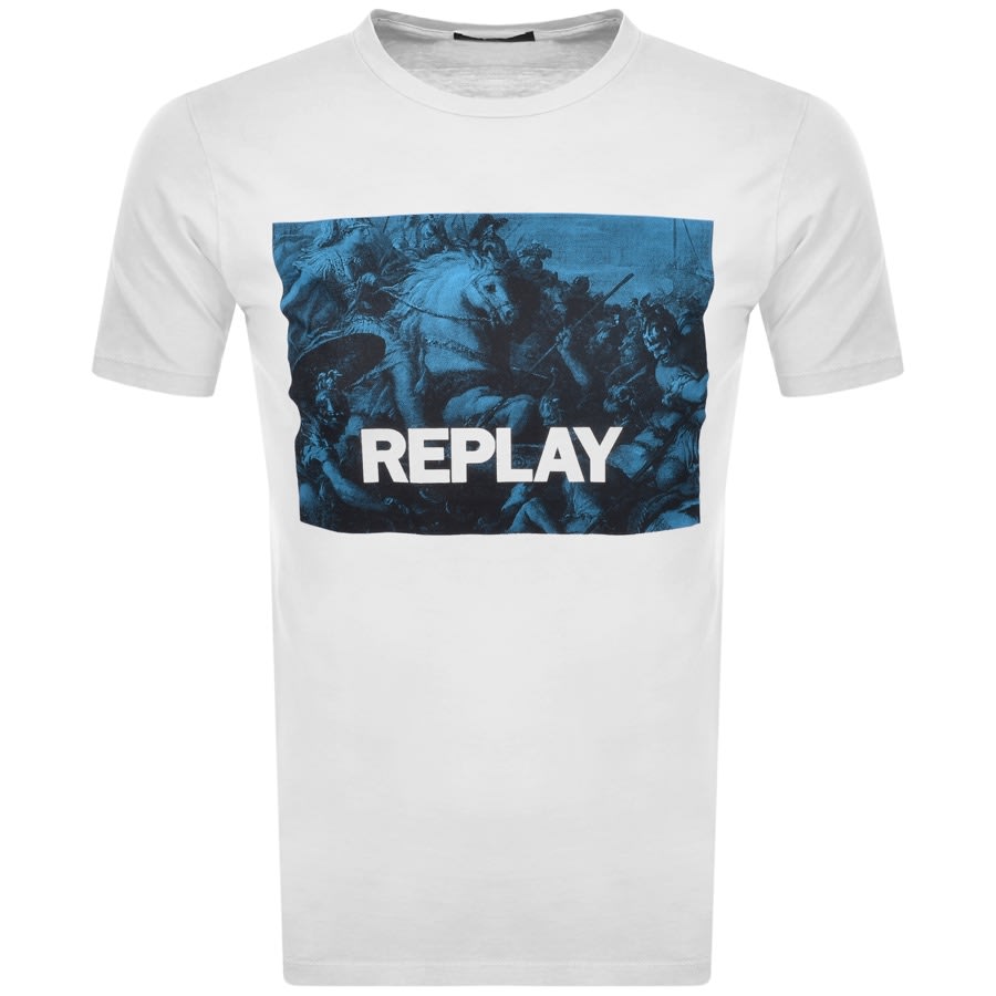 Alternative Image for ProductReplay Logo Crew Neck T Shirt White1